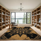Gothic Golden Lotus Mandala Art Rug
