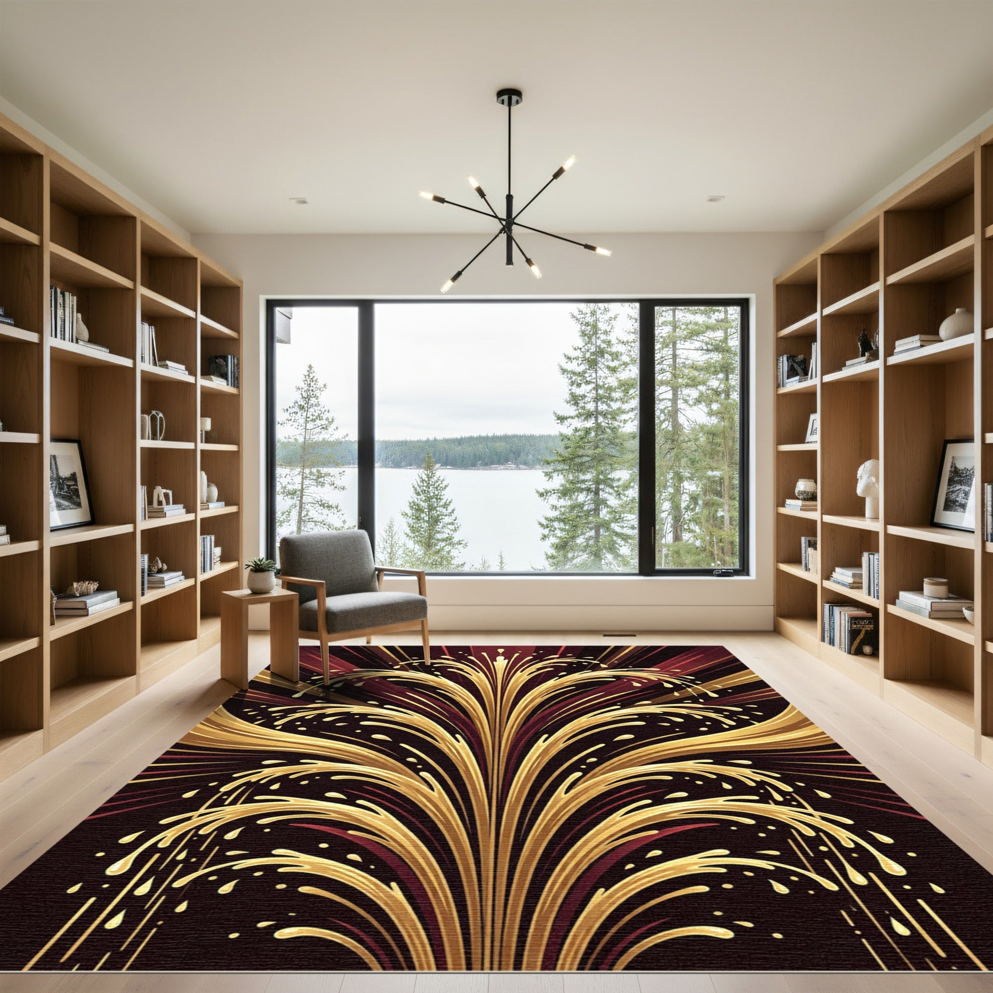 Golden Burst Splash Radiating Flare Rug