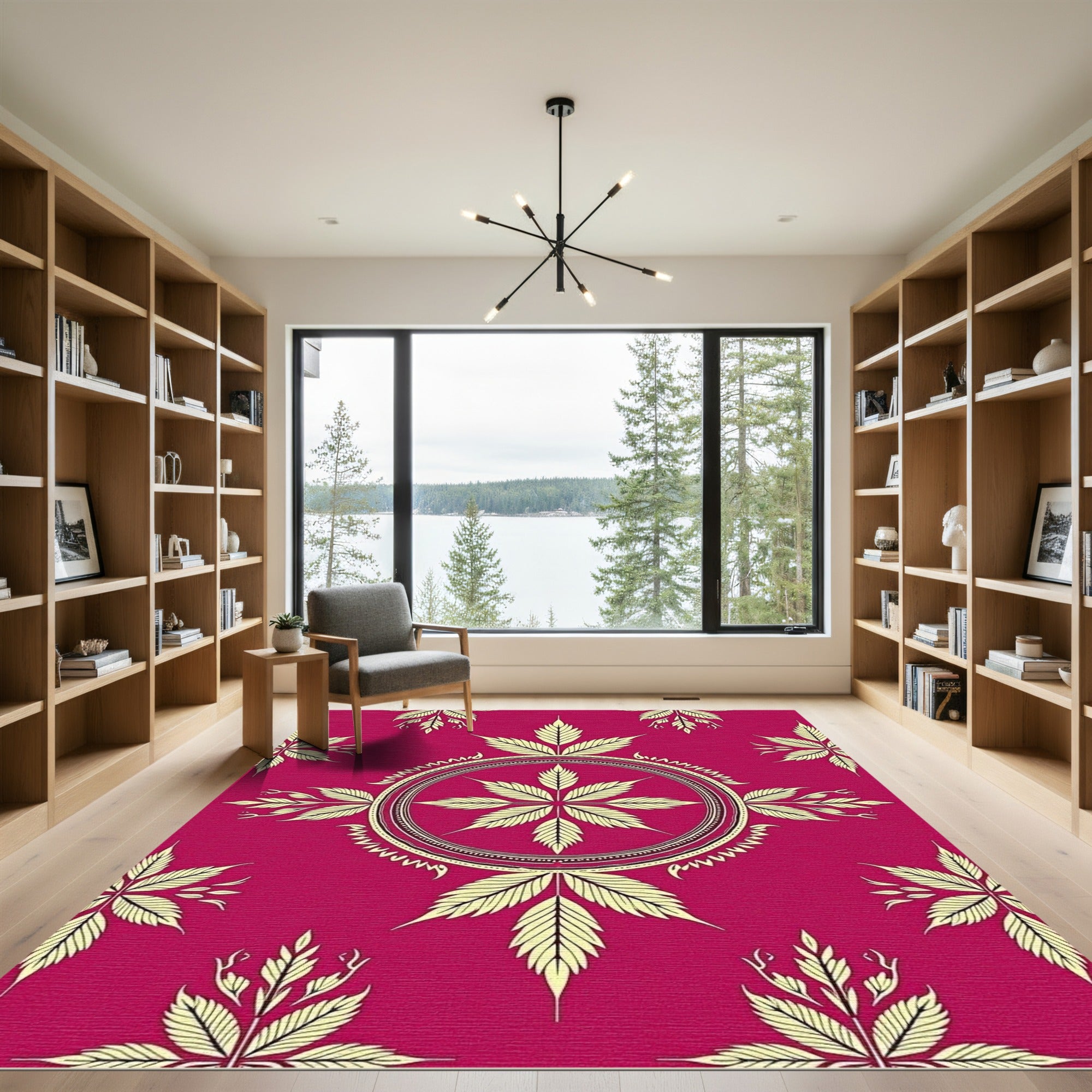 Crimson Yellow Paisley Mandala Rug