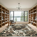 Vintage Cream Peony Floral Medallion Rug