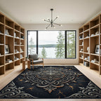 Ornate Metallic Silver Celestial Compass Rug