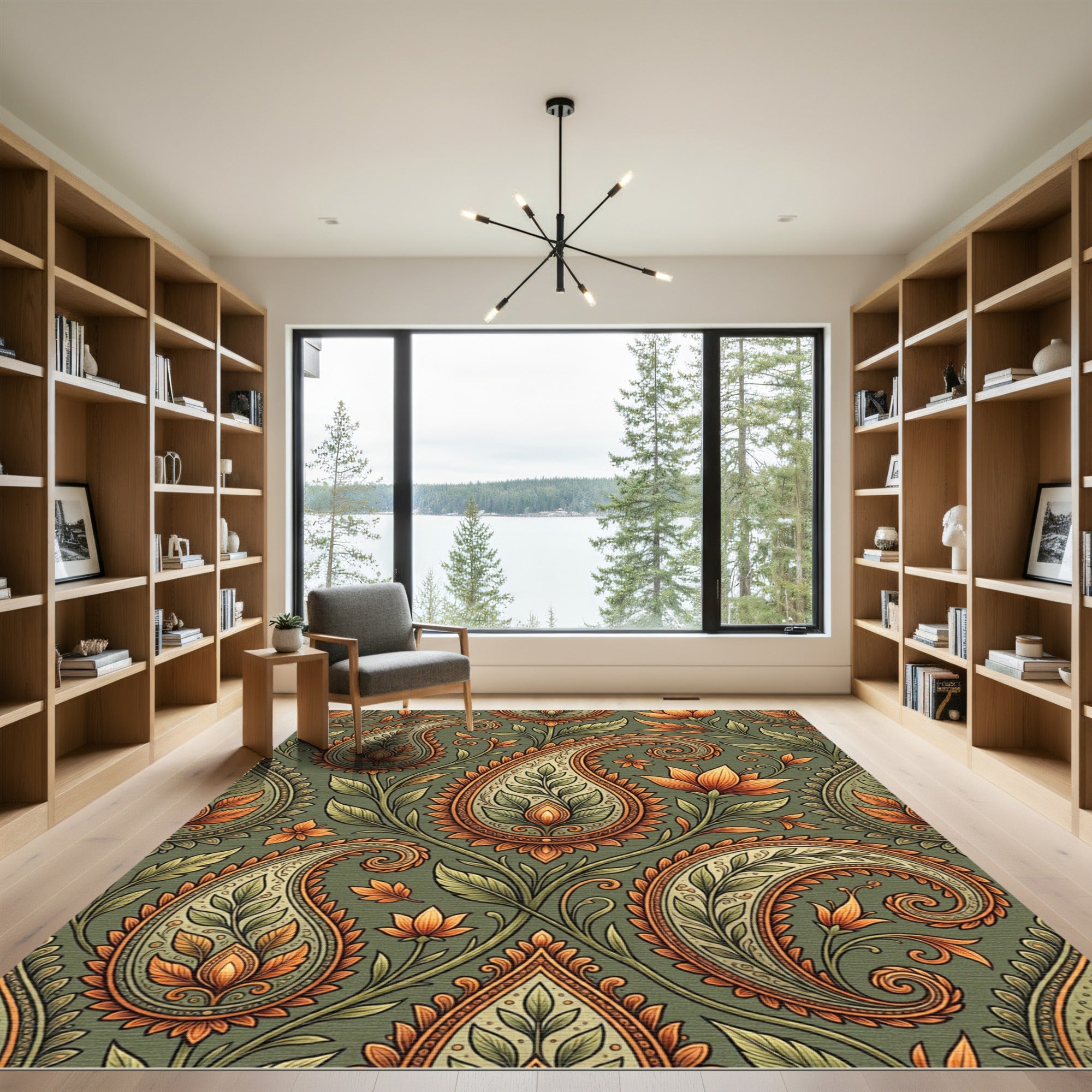 Emerald Green Paisley Floral Medallion Rug