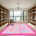 Whimsical Alphabet Blocks Pastel Pink Rug