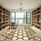 Amber Geometric Honeycomb Structure Rug