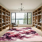 Ethereal Burgundy Watercolor Cloud Swirl Rug