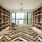 Textured Earth Tone Herringbone Plank Rug