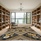 Tribal Gold Geometric Hexagon Zigzag Rug
