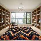 Crimson Black Mountain Chevron Waves Rug