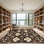 Earthy Brown Geometric Star Arch Rug