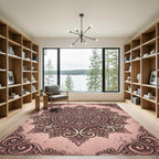 Elegant Dusty Rose Ornate Mandala Rug