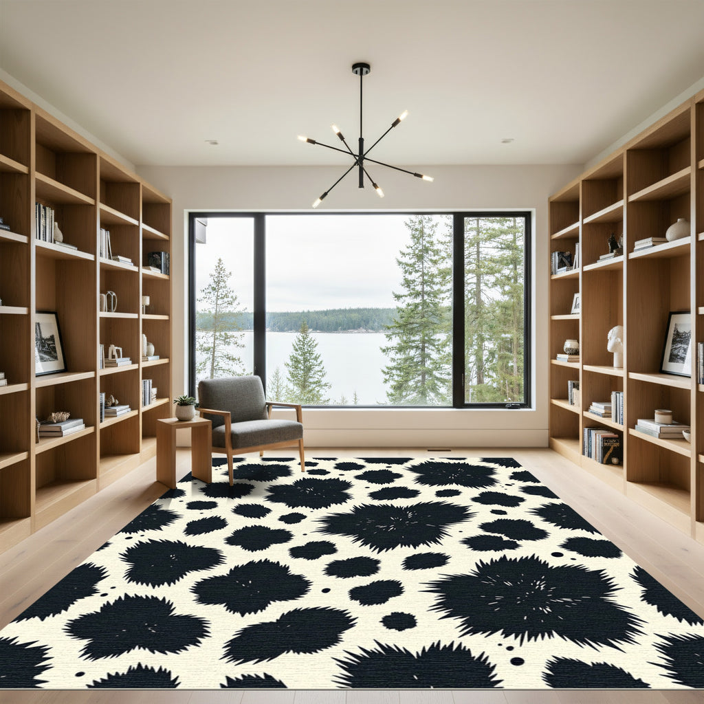 Bold Black Abstract Animal Spot Rug