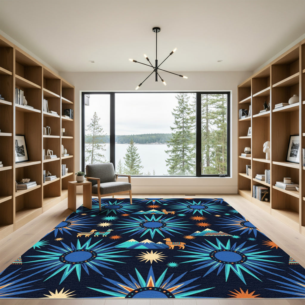 Andean Llama Starry Night Navy Rug