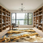 Golden Wheat Field Landscape Watercolor Rug