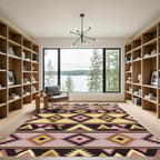 Earthy Geometric Diamond Tribal Stripe Rug