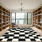 Monochrome Checkerboard Folded Illusion Grid Rug