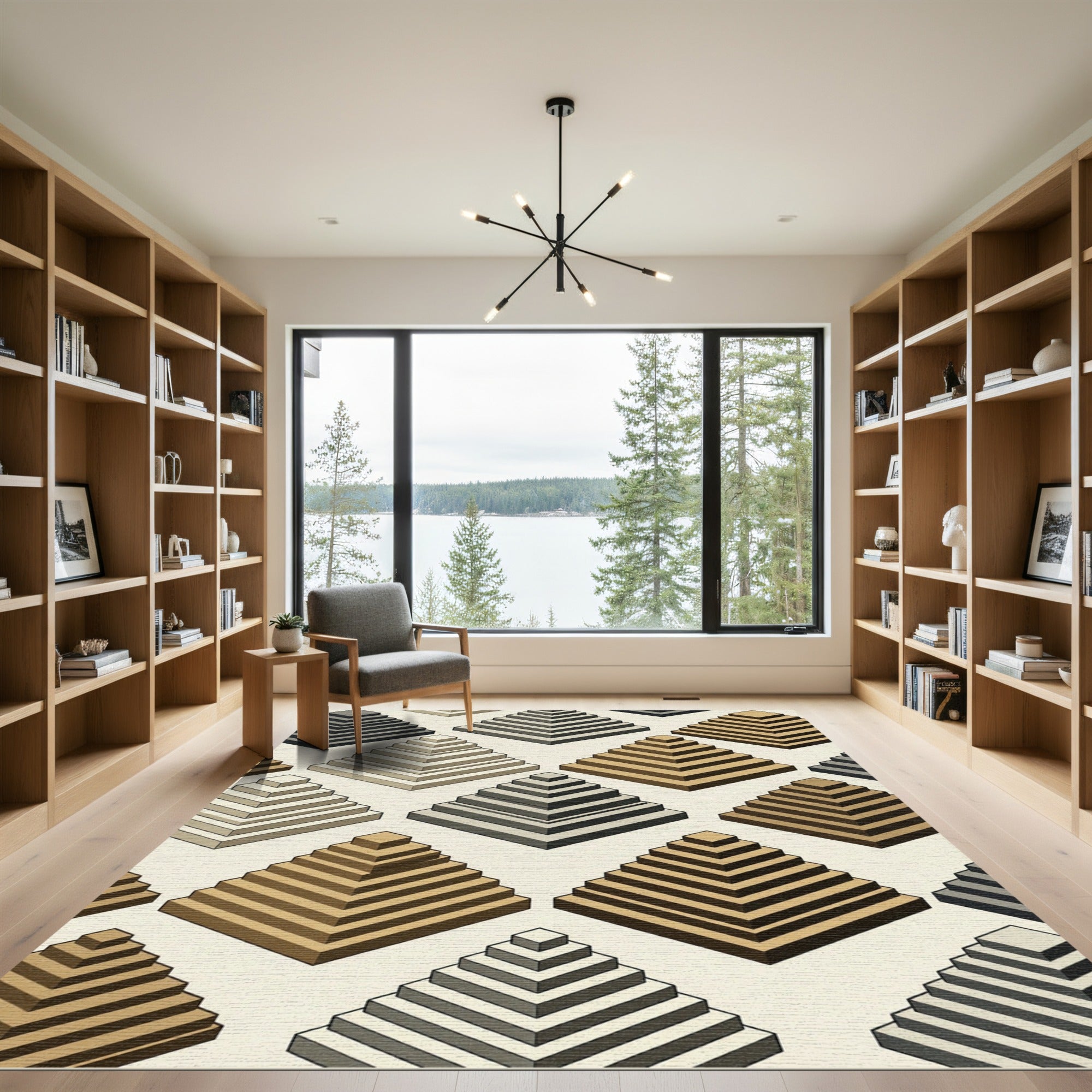 Terracotta Step Pyramid Repeating Arrangement Rug