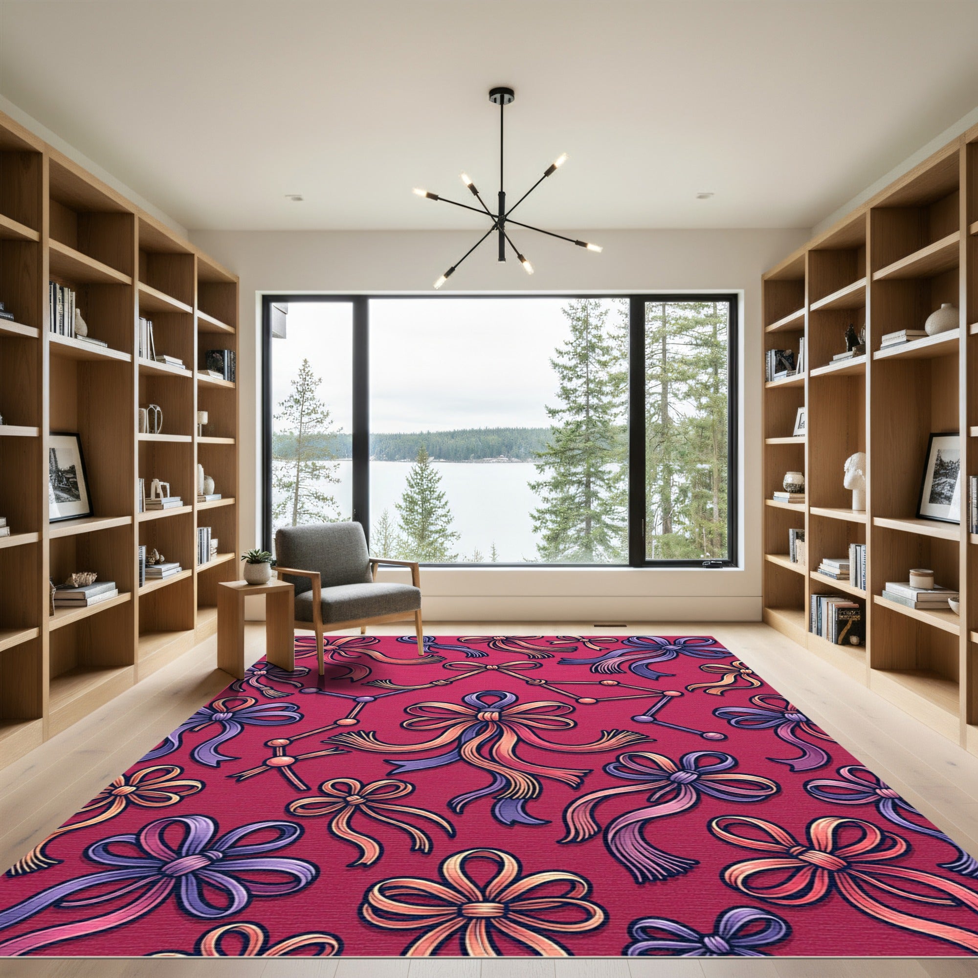 Gemini Constellation Bows Red Rug