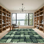 Sage Green Woven Texture Grid Rug