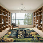 Rustic Tabby Cat Farmhouse Milk Can Rug