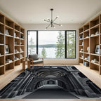 Dark Gray Classical Archway Corridor Rug
