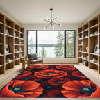 Vibrant Red Poppy Garden Blooms Rug