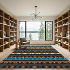 Vivid Earthy Geometric Aztec Stripe Rug