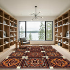 Warm Orange Starburst Geometric Arrangement Rug