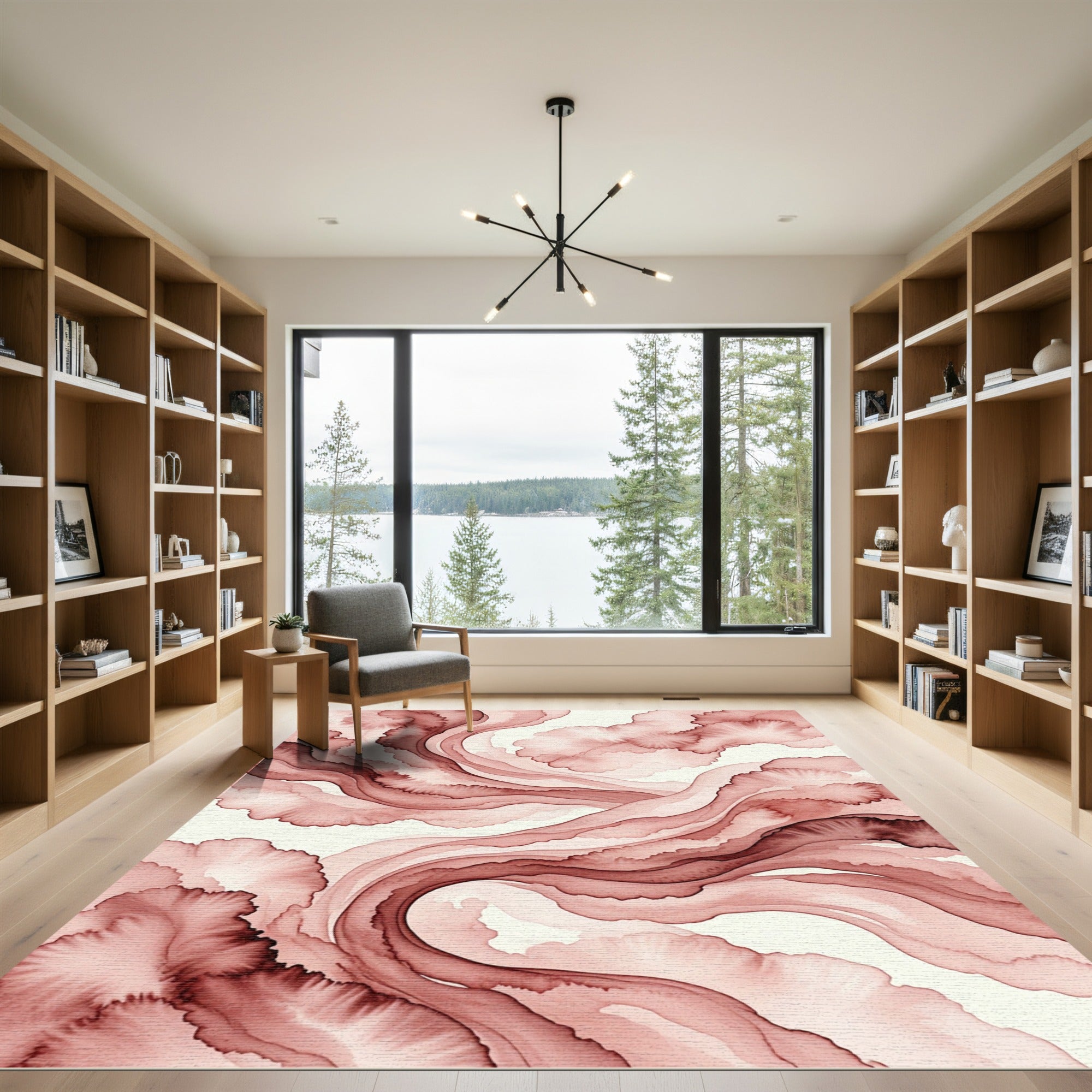 Blush Pink Watercolor Abstract Flow Rug