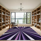 Cosmic Violet Radial Burst Linear Art Rug