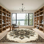 Vintage Neutral Floral Medallion Illustration Rug