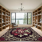 Royal Crimson Fleur-de-lis Heraldic Crest Rug