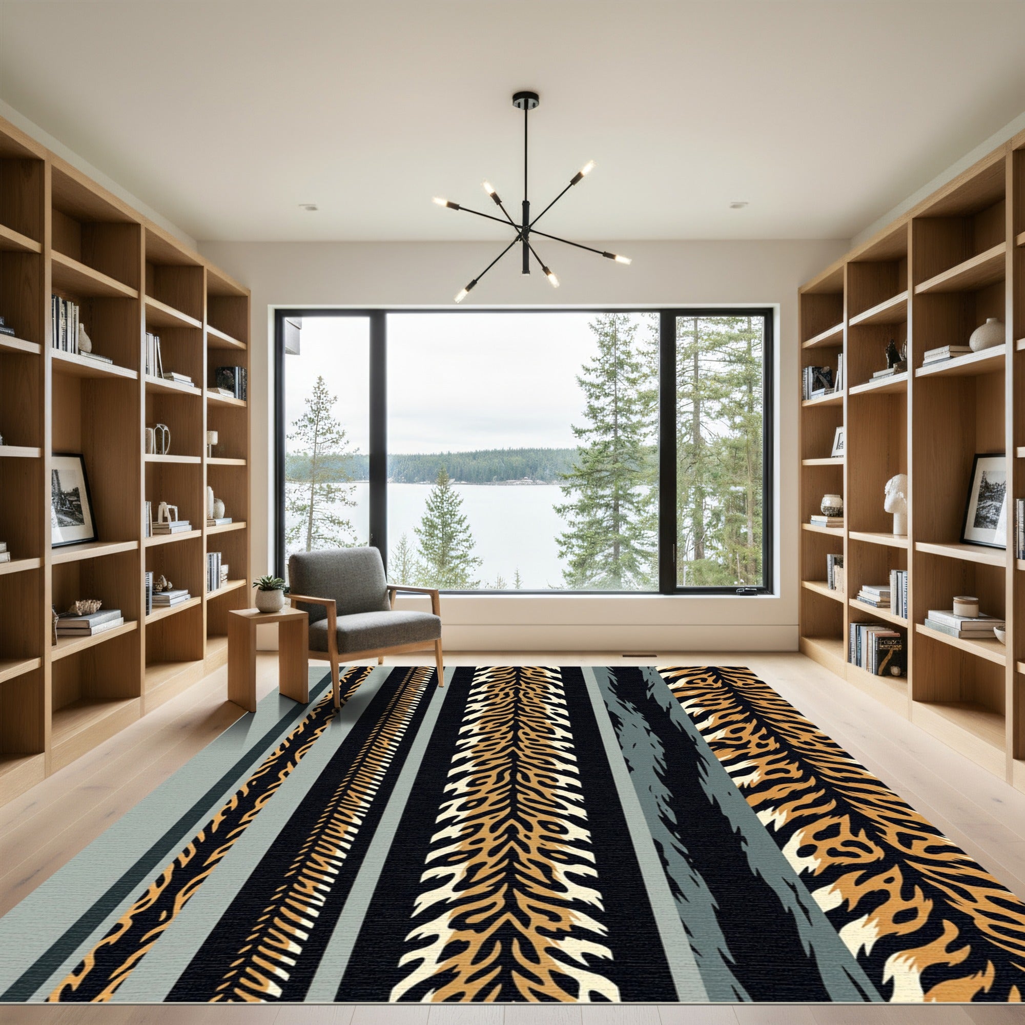 Bold Tiger Stripe Earthy Linear Rug