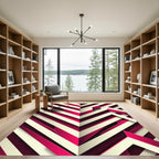 Modern Crimson Chevron Geometric Rug
