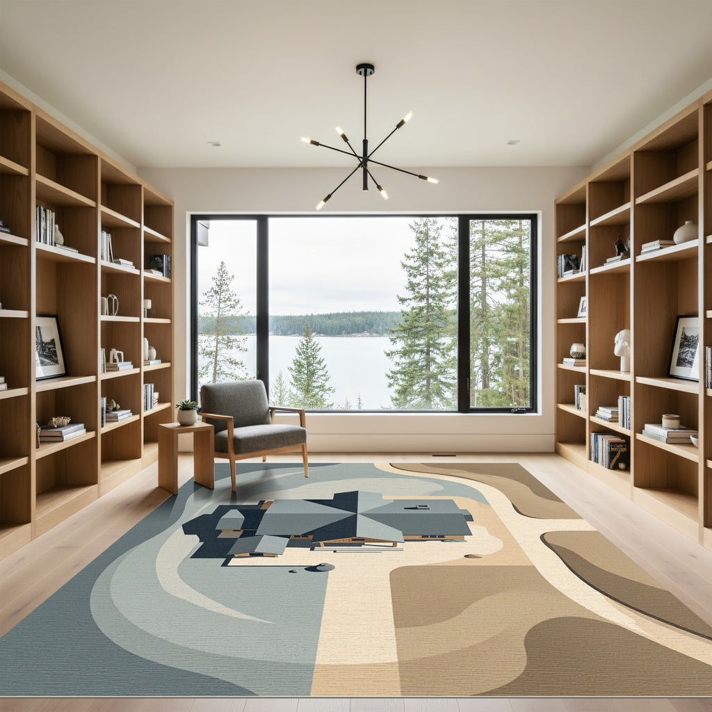 Neutral Earth Tones Aerial View Rug