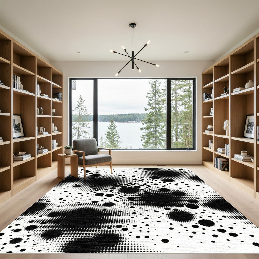 Monochromatic Varied Dot Concentric Circles Rug