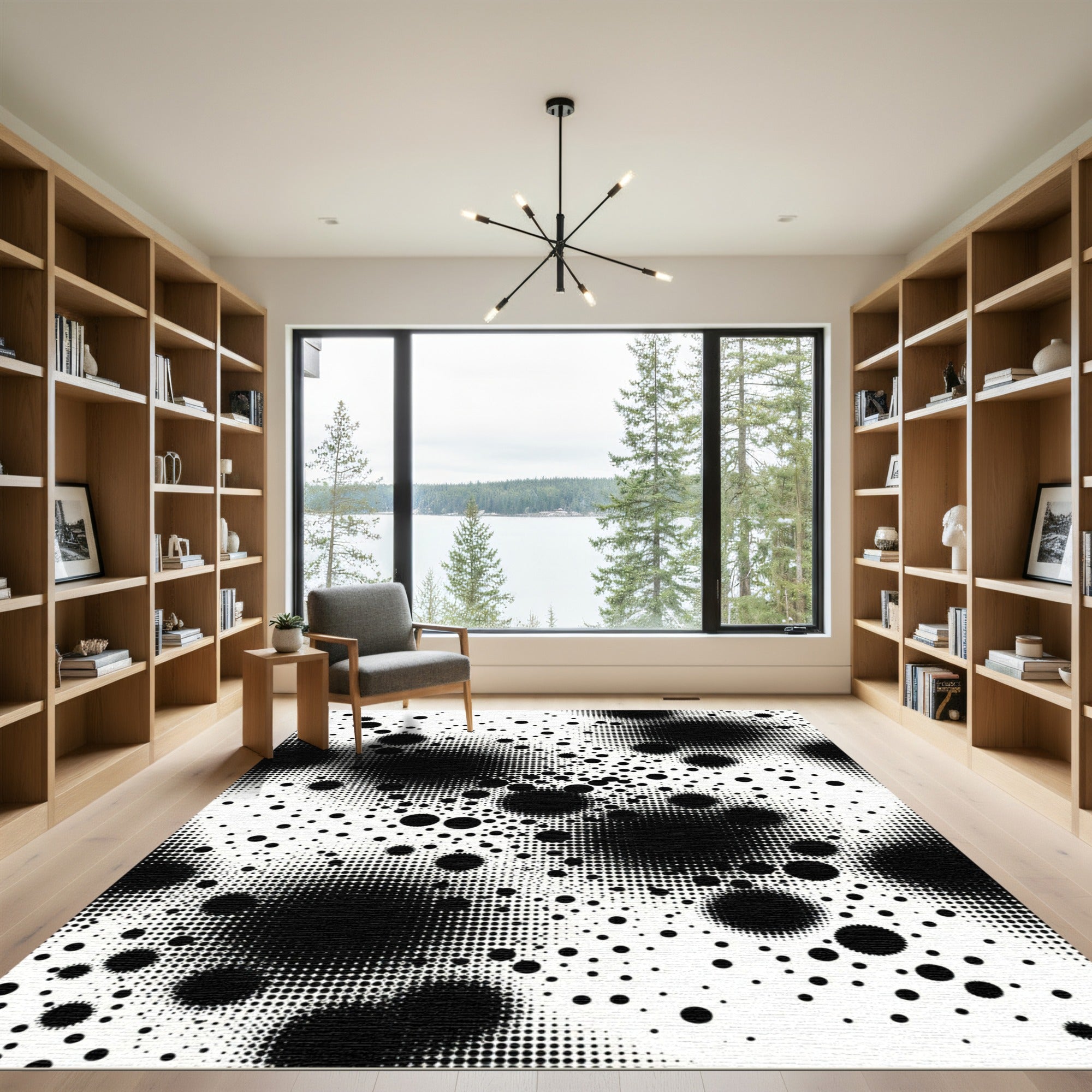 Monochromatic Varied Dot Concentric Circles Rug