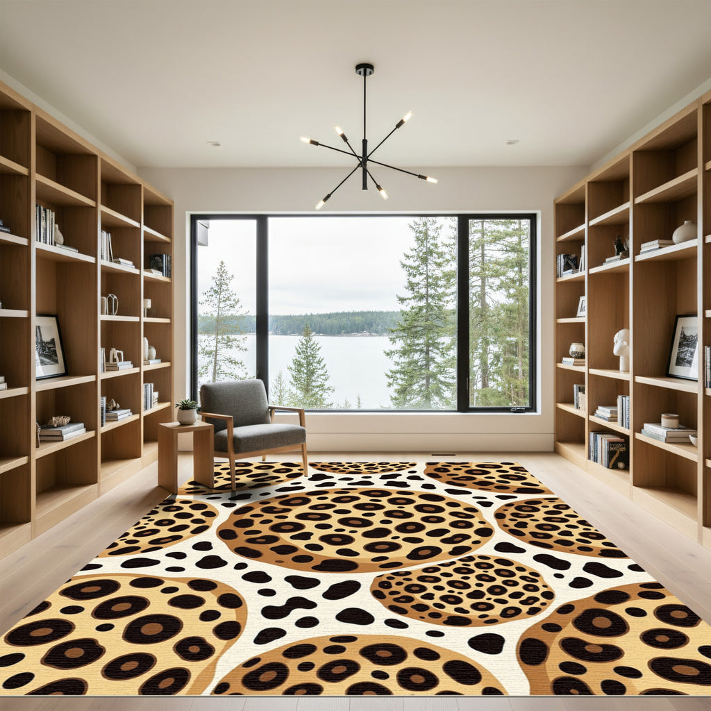 Bold Cream Leopard Spot Sphere Aesthetic Rug