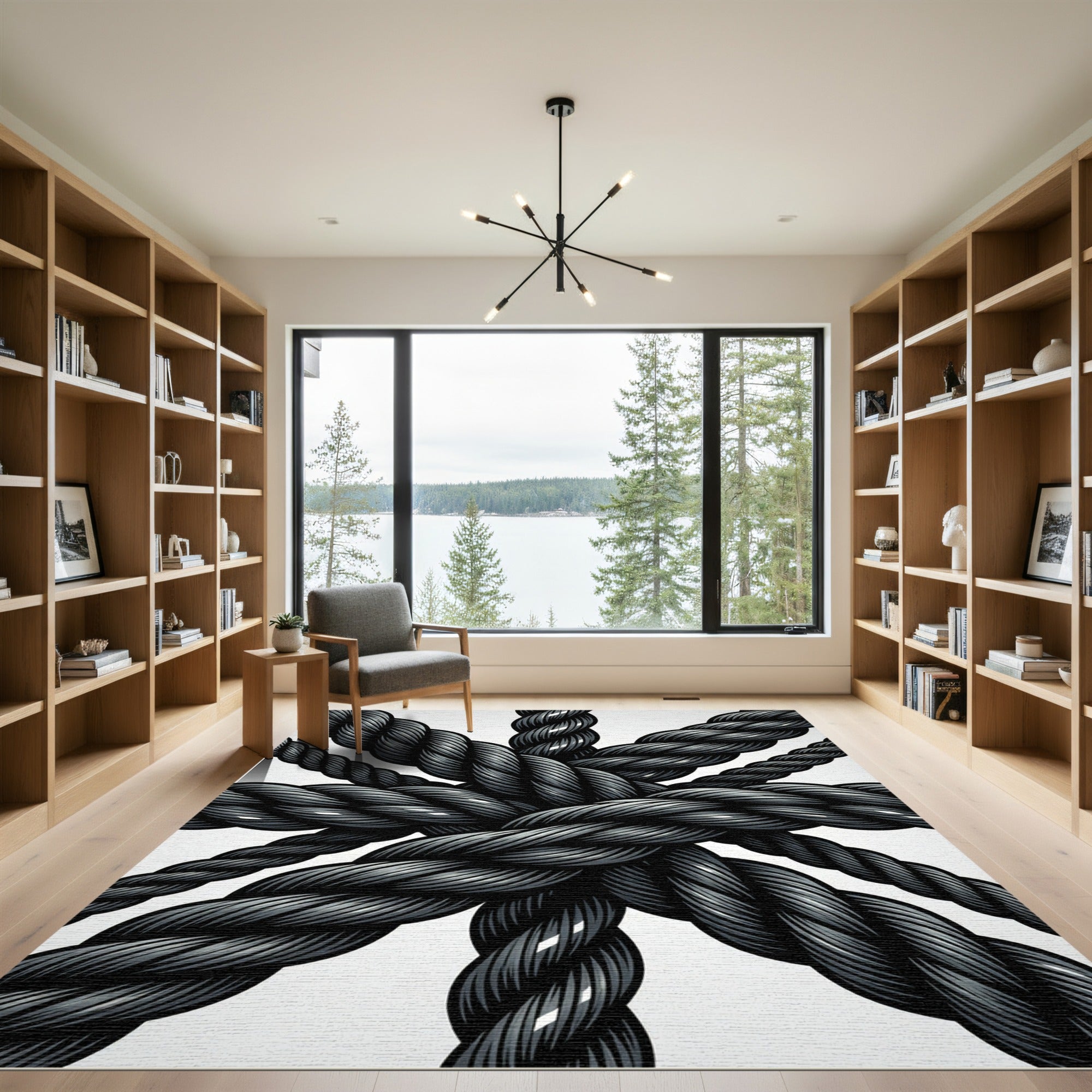 Dark Gray Rope Knotted Arrangement Rug