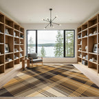 Contemporary Earth Tone Diagonal Plaid Rug