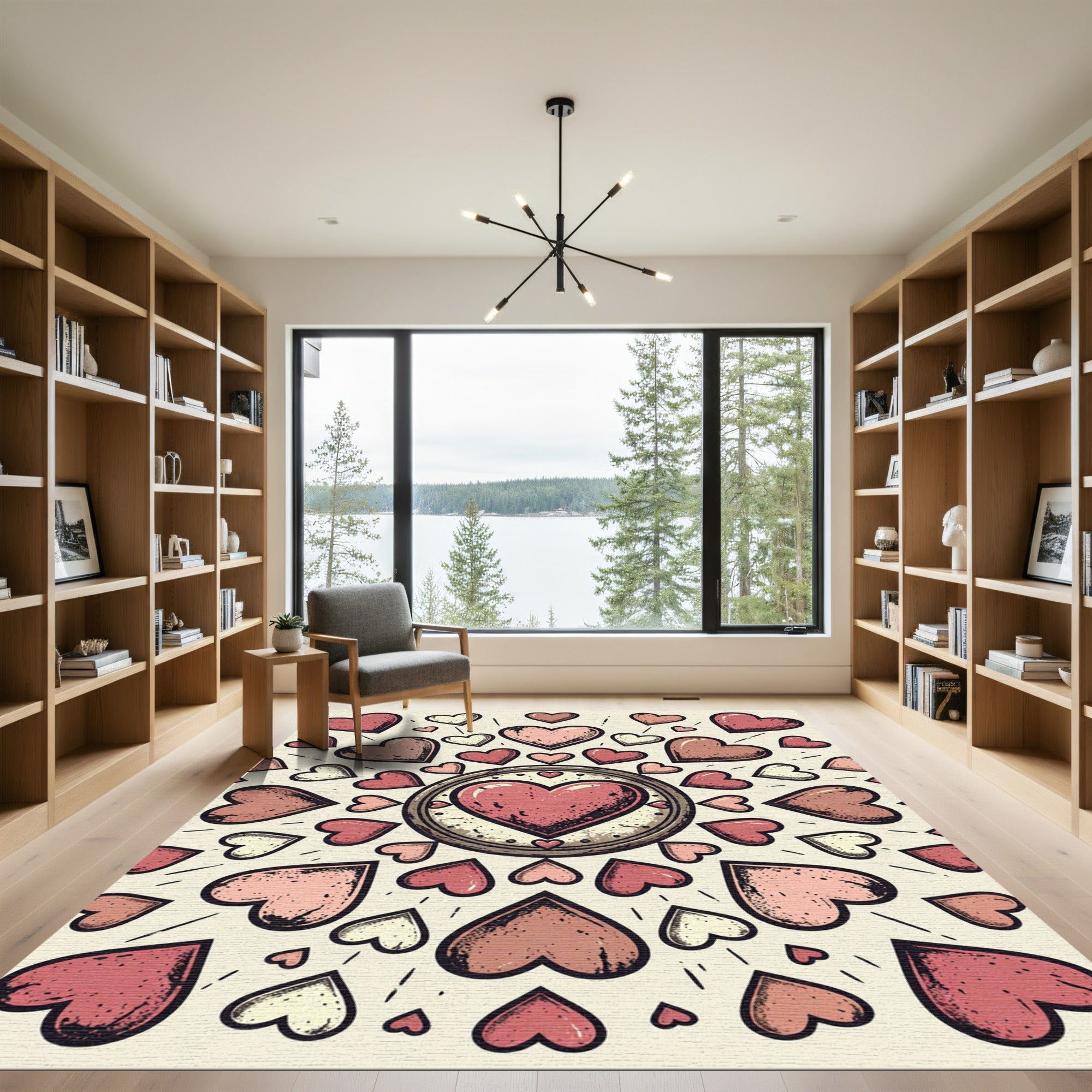 Romantic Heart Medallion Blush Rug