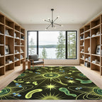 Cosmic Yellow Green Satellite Swirls Rug