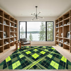 Electric Lime Argyle Geometric Grid Rug