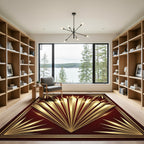 Golden Art Deco Radiant Fan Rug