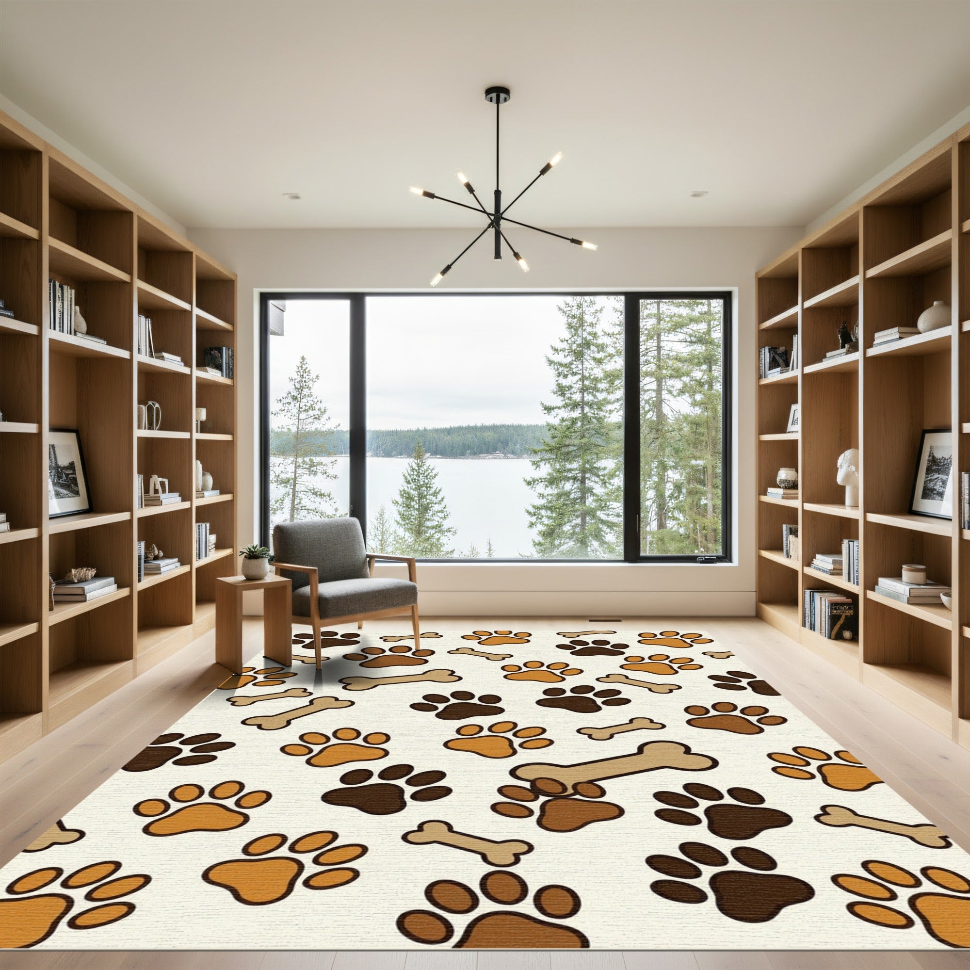 Playful Paw and Bone Neutral Rug