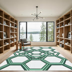 Geometric Mint Hexagonal Lattice Rug