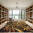 Elegant Gilded Swirl Floral Art Rug