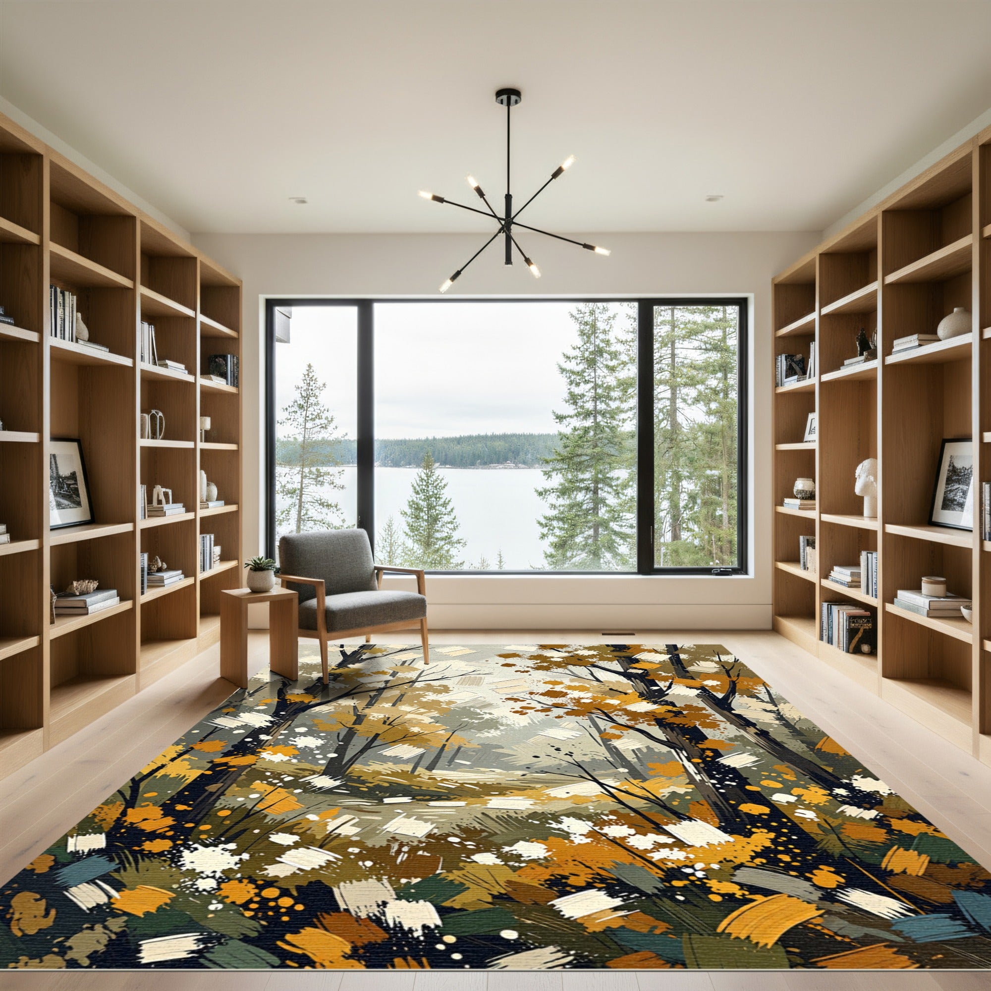 Autumn Forest Brushstroke Swirl Rug