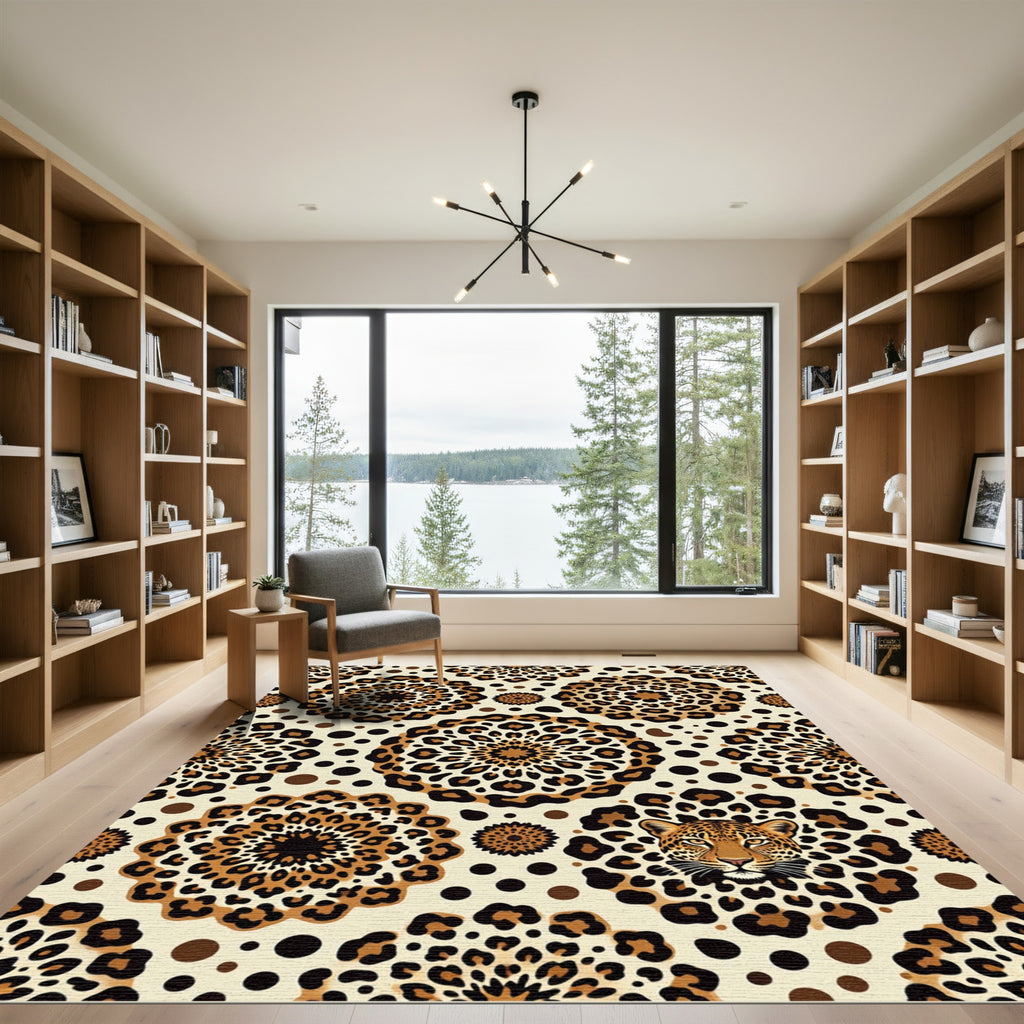 Leopard Spot Mandala Animal Art Rug