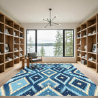 Celestial Blue Ikat Diamond Star Rug