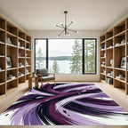 Abstract Plum and Violet Swirling Curves Rug